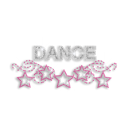 Pretty Dance with Stars Iron on Glitter Rhinestone Transfer