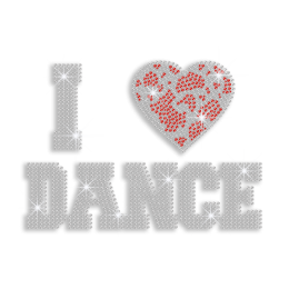 Bling I Heart Dance Rhinestud Iron-on Hot-fix Transfer Design