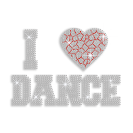 Bling I Heart Dance Rhinestud Iron-on Transfer Design