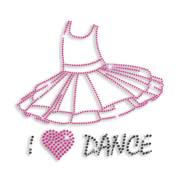 I Heart Dance with Dance Dress Iron-on Rhinestone Transfer