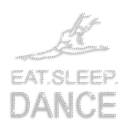 Crystal Eat Sleep Dance Iron on Rhinestone Transfer