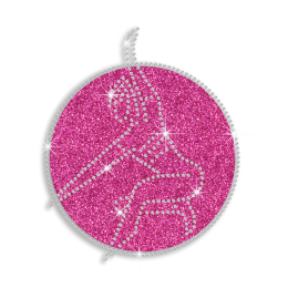 Beautiful Dance Movement in Pink Circle Iron-on Rhinestone Transfer