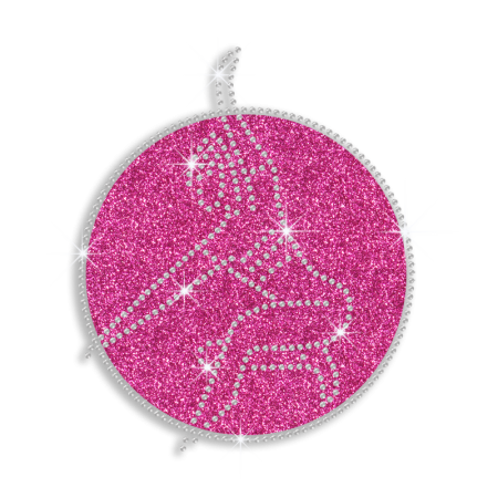 Beautiful Dance Movement in Pink Circle Iron-on Rhinestone Transfer