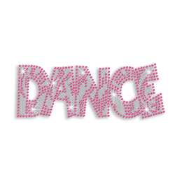 Big Pink Letters Dance Iron-on Rhinestone Transfer