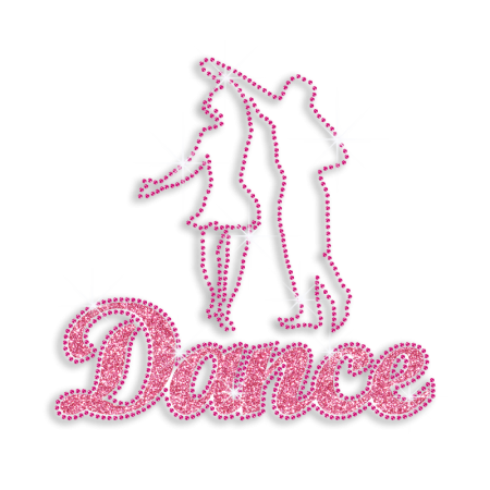 Pink Ballroom Dancing Iron-on Glitter Rhinestone Transfer