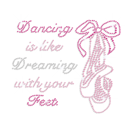 Pink Dancing Dream Hot-fix Rhinestone Transfer