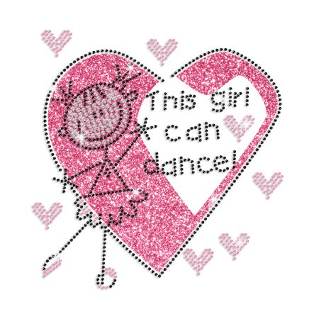 Cute Little Dance Girl Iron-on Glitter Rhinestone Transfer Motif