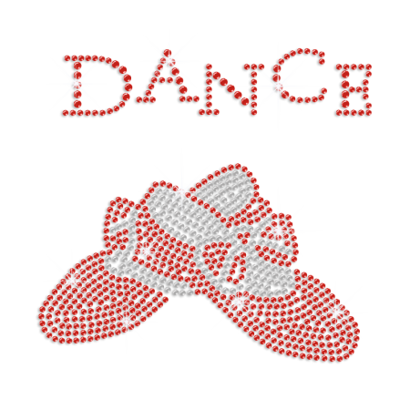 Pretty Red Dance Shoes Iron-on Rhinestone Transfer