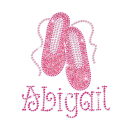 Pink Cute Abigail Dance Shoes Iron-on Glitter Rhinestone Transfer