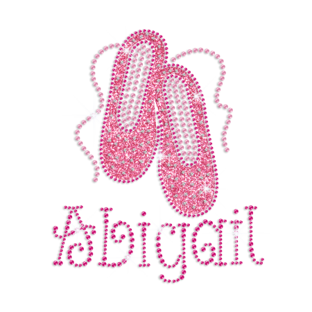 Pink Cute Abigail Dance Shoes Iron-on Glitter Rhinestone Transfer