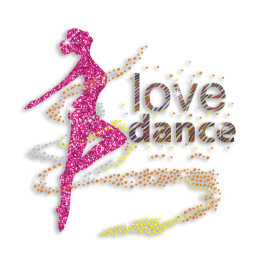 Elegant Love Dance Iron-on Glitter Rhinestone Transfer