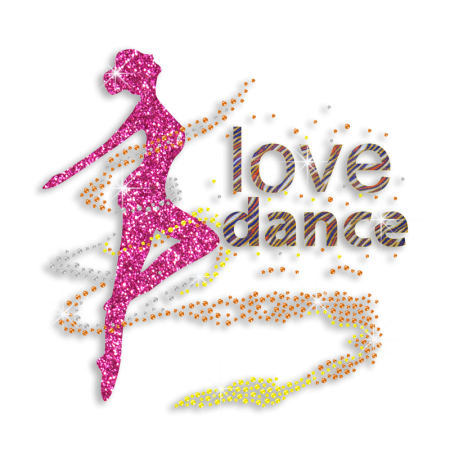 Elegant Love Dance Iron-on Glitter Rhinestone Transfer