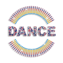 Colorful Dance Logo Iron-on Glitter Rhinestone Transfer