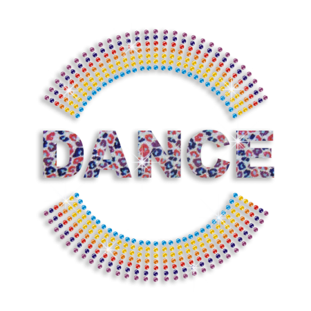 Colorful Dance Logo Iron-on Glitter Rhinestone Transfer