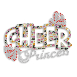 Leopard Print Cheer Princess Hotfix Glitter Rhinestone Transfer