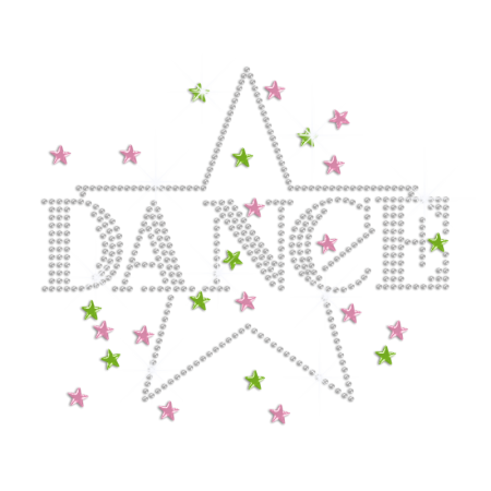 Crystal Dance with Bling Star Heat Press Rhinestone Transfer