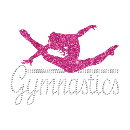 Gymnastics Love Iron-on Glitter Rhinestone Transfer