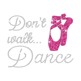 Rose Pink Dancing Shoes Heat Press Rhinestone Transfer