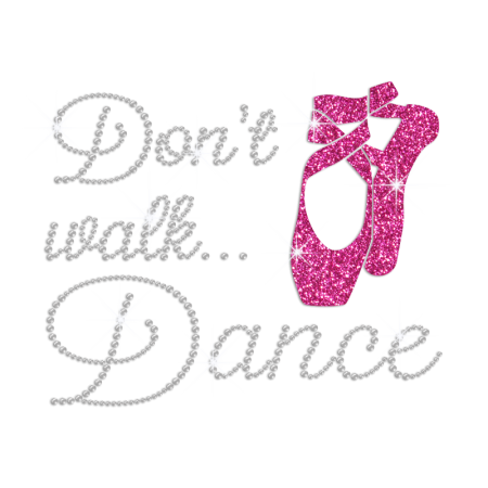 Rose Pink Dancing Shoes Heat Press Rhinestone Transfer