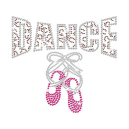 Ballet Dancing Shoes Glittery Bowknot Iron-on Rhinestone Transfer