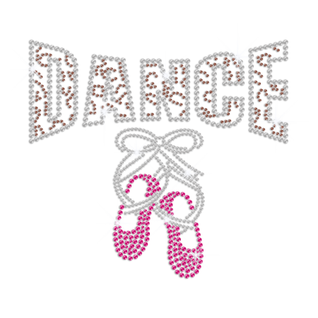 Ballet Dancing Shoes Glittery Bowknot Iron-on Rhinestone Transfer