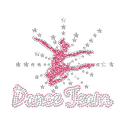 Sparkling Pink Dance Team Hotfix Rhinestone Glitter Transfer
