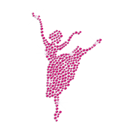 Attractive Ballet Girl Iron on Rhinestone Transfer Motif