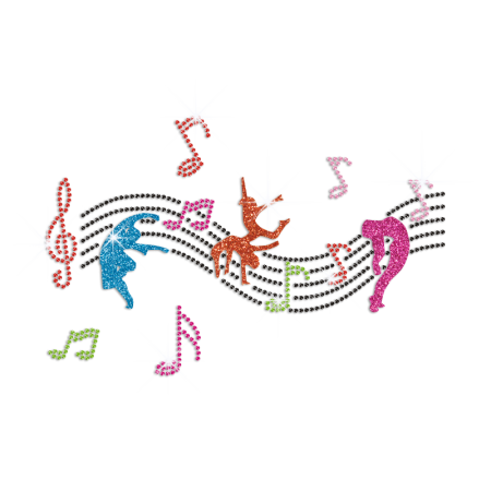 Dance with Beautiful Music Iron on Rhinestone Transfer Decal