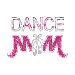 Dance Mom with Crystal Dance Shoes Iron on Rhinestone Transfer Decal