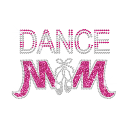 Dance Mom with Crystal Dance Shoes Iron on Rhinestone Transfer Decal