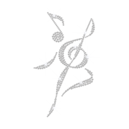 Crystal Musical Notation Iron on Rhinestone Transfer Motif