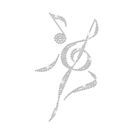 Crystal Musical Notation Iron on Rhinestone Transfer Motif