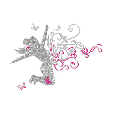 Dance with Butterfly Iron on Rhinestone Transfer Decal