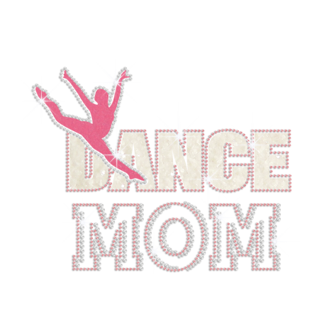 Glittering Jumping Dance Mom Iron on Nailhead Transfer Motif