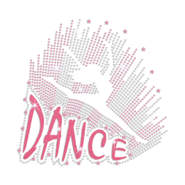 Glittering Ballet Jumping Girl Iron on Nailhead Rhinestone Decal