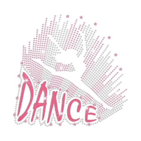 Glittering Ballet Jumping Girl Iron on Nailhead Rhinestone Decal