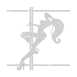 Crystal Pole Dancing Girl Iron on Rhinestone Transfer Decal