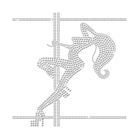 Crystal Pole Dancing Girl Iron on Rhinestone Transfer Decal