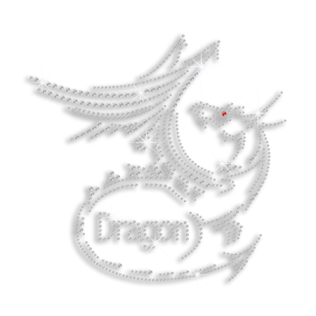 Cool Dragon With Dragon Words Iron-on Rhinestone Pattern for T-shirt
