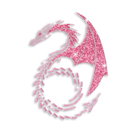 Pink Dragon Hotfix Rhinestone Transfer Custom for Garments