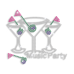 Bling Drinks on Music Party Iron-on Rhinestone Transfer