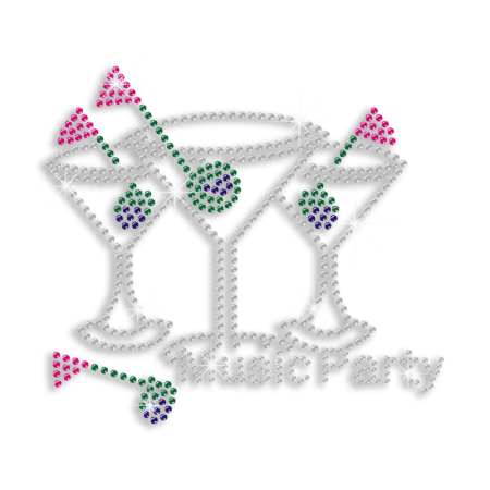 Bling Drinks on Music Party Iron-on Rhinestone Transfer