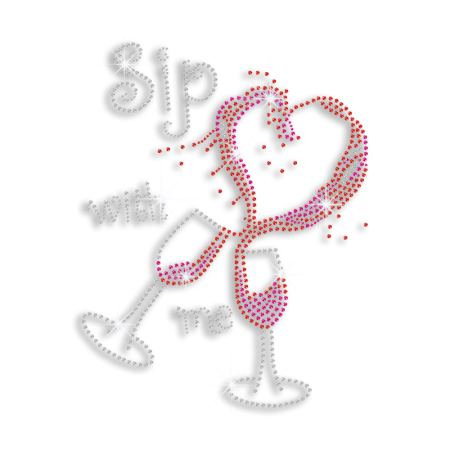 Sip with Me Iron-on Drinks Rhinestone Transfer Design