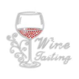 Wine Tasting Drinks Iron-on Rhinestone Transfer Design