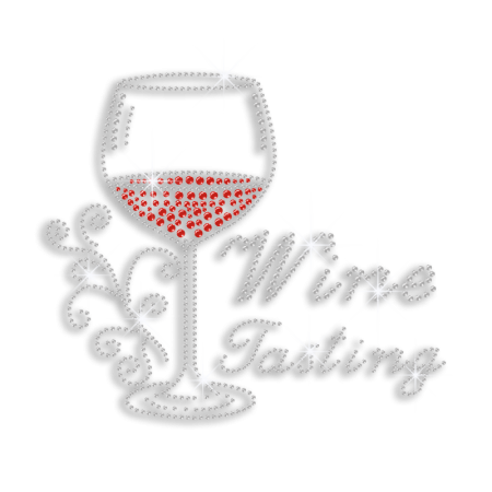 Wine Tasting Drinks Iron-on Rhinestone Transfer Design