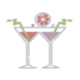 A Pair of Drinks Glasses with Lemon Iron-on Rhinestone Transfer