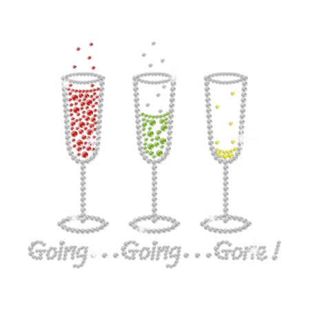 Funny Drink Till Out of Control Iron on Rhinestone Transfer