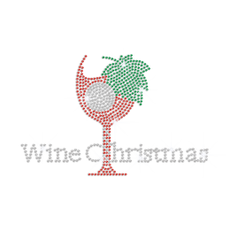 Wine Christmas Hotfix Rhinestone Transfer