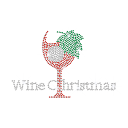 Wine Christmas Hotfix Rhinestone Transfer