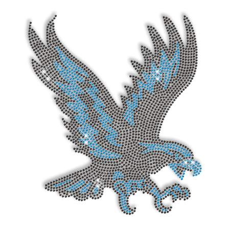 Rhinestone Blue and Black Prints Eagle Iron on Transfer Design for Clothes